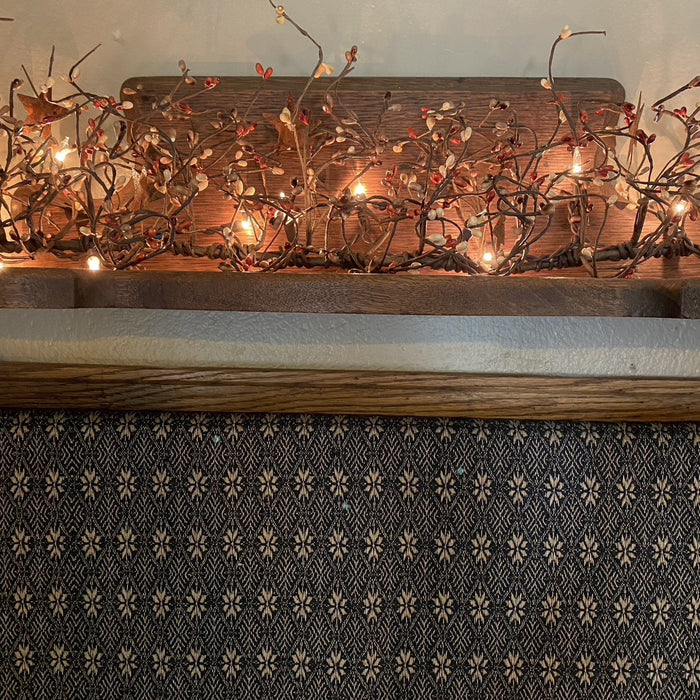 Lighted Pumpkin Spice Pip Berry and Star Garland 40" - Primitive Star Quilt Shop