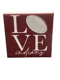Sincere Surroundings Love Football Wood Block Sign - Indians 5 x 5” - Novelty Signs Art
