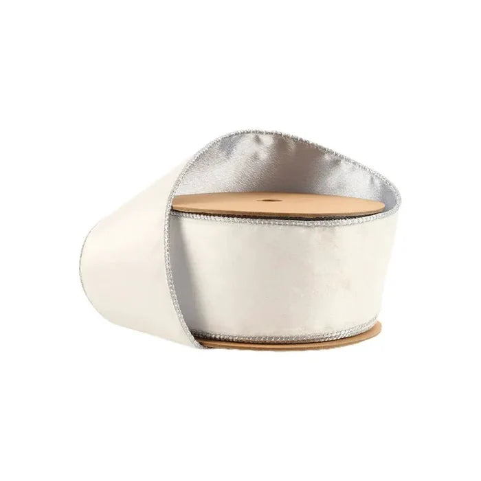 La Ribbons Lurex Wired Ribbon Silver 2 1/2" x 10Yd - Ribbons & Trim Ribbon