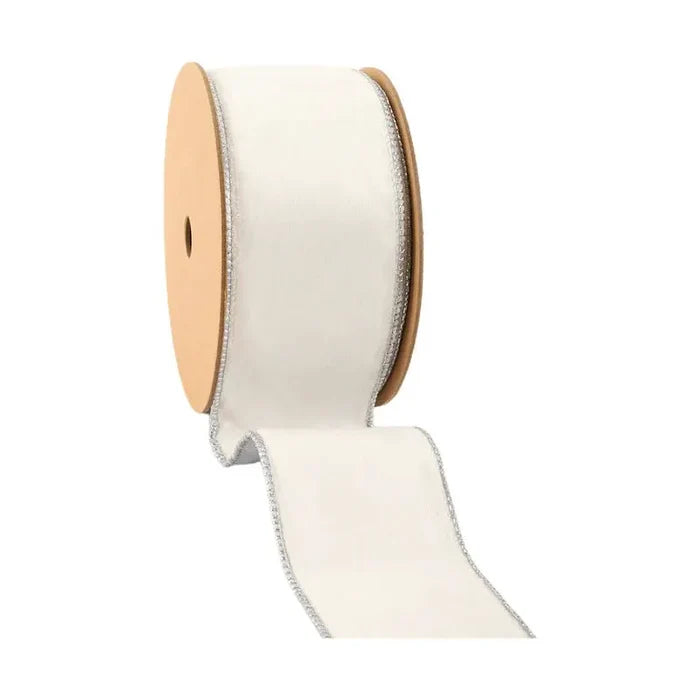 La Ribbons Lurex Wired Ribbon Silver 2 1/2" x 10Yd - Ribbons & Trim Ribbon