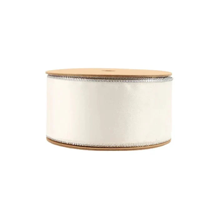 La Ribbons Lurex Wired Ribbon Silver 2 1/2" x 10Yd - Ribbons & Trim Ribbon