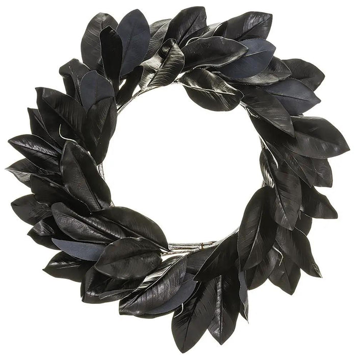 Magnolia Leaf Wreath Black 24"