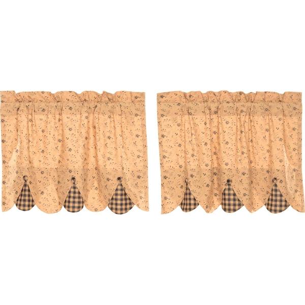 Maisie Scalloped Lined Tier Curtains 24" - Primitive Star Quilt Shop