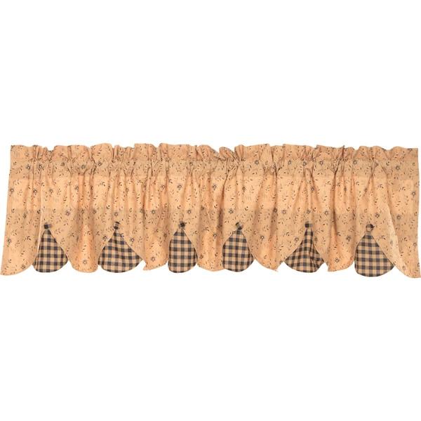 Maisie Scalloped Lined Valance 72" - Primitive Star Quilt Shop