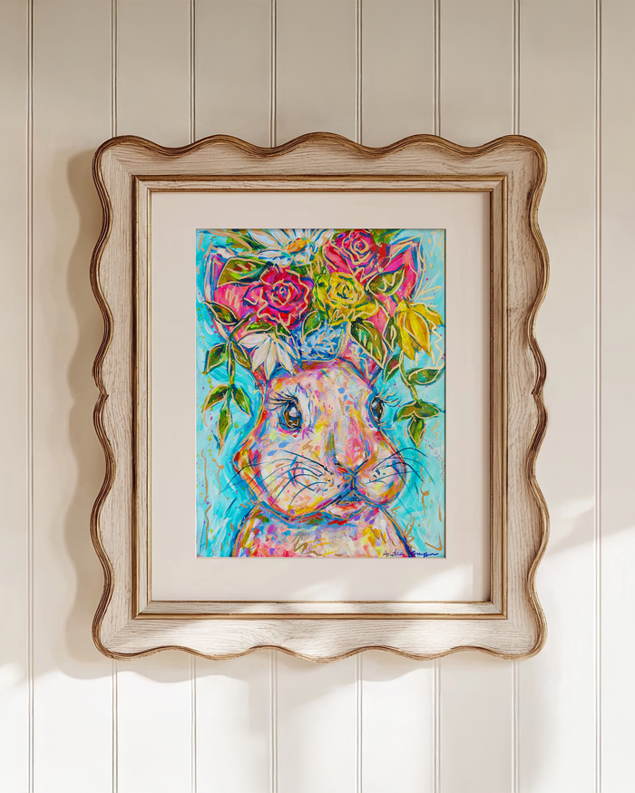 Marie Bunny Art Print on Paper or Canvas - Nursery, Children Decor, Wall Poster
