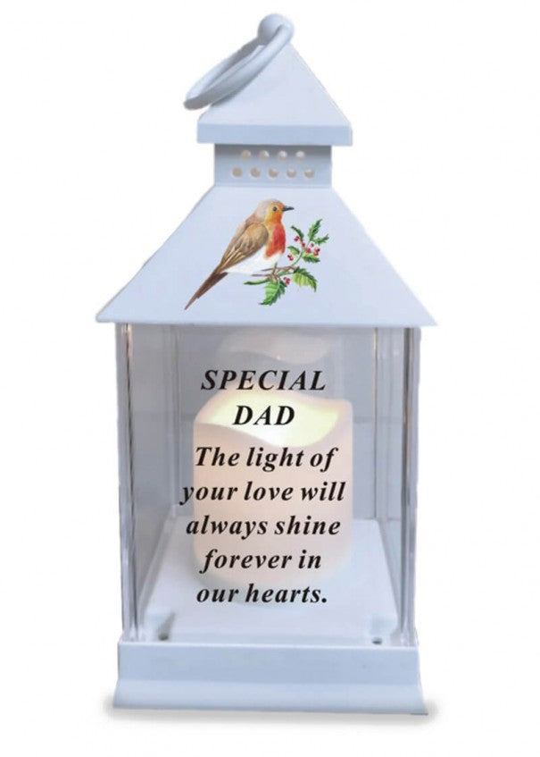 Memorial Light Up Lantern - Robin Candle Graveside Memory Remembrance