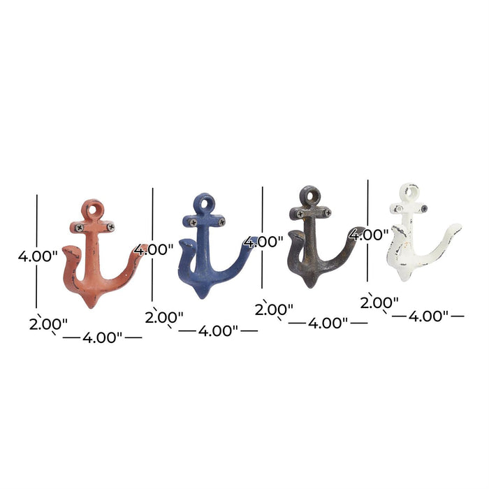 Deco Marché Metal Anchor Wall Hook (4 Asst) 4"x 4" - Coat & Hat Racks Merchandise