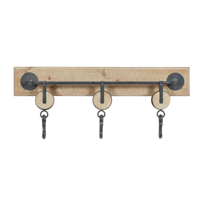 Deco Marché Metal Wood Wall Hooks 24"x10" - Coat & Hat Racks Merchandise