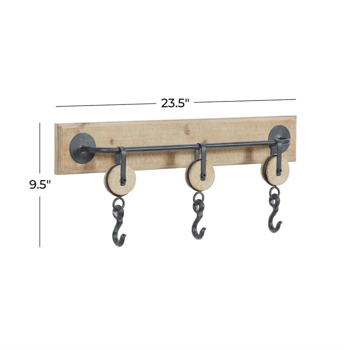 Deco Marché Metal Wood Wall Hooks 24"x10" - Coat & Hat Racks Merchandise
