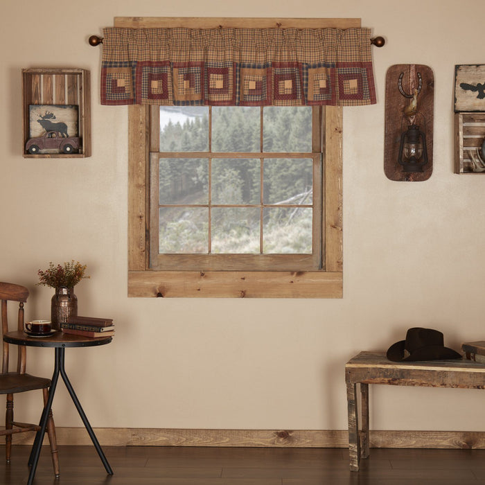 Millsboro Log Cabin Block Border Lined Valance 72" - Primitive Star Quilt Shop