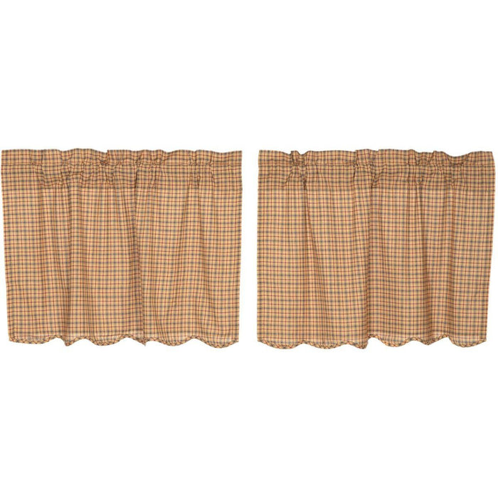 Millsboro Scalloped Lined Tier Curtains 24" - Primitive Star Quilt Shop