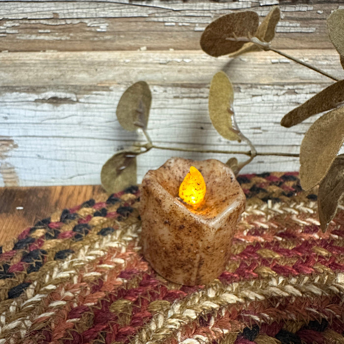 Mini Dripped Battery Timer Votive Candle - Burnt Ivory - Primitive Star Quilt Shop