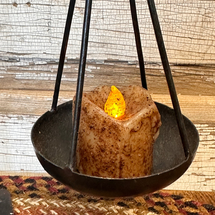 Mini Dripped Battery Timer Votive Candle - Burnt Ivory - Primitive Star Quilt Shop
