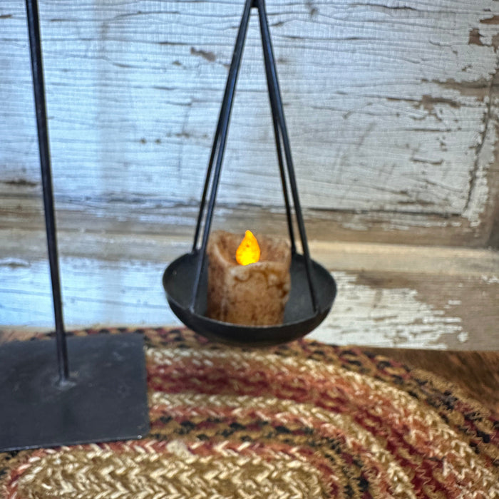 Mini Dripped Battery Timer Votive Candle - Burnt Ivory - Primitive Star Quilt Shop