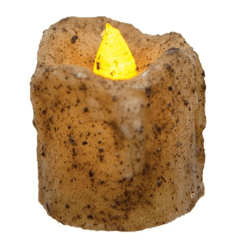 Mini Dripped Battery Timer Votive Candle - Burnt Ivory - Primitive Star Quilt Shop