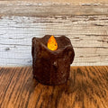 Mini Dripped Battery Timer Votive Candle - Burnt Mustard - Primitive Star Quilt Shop