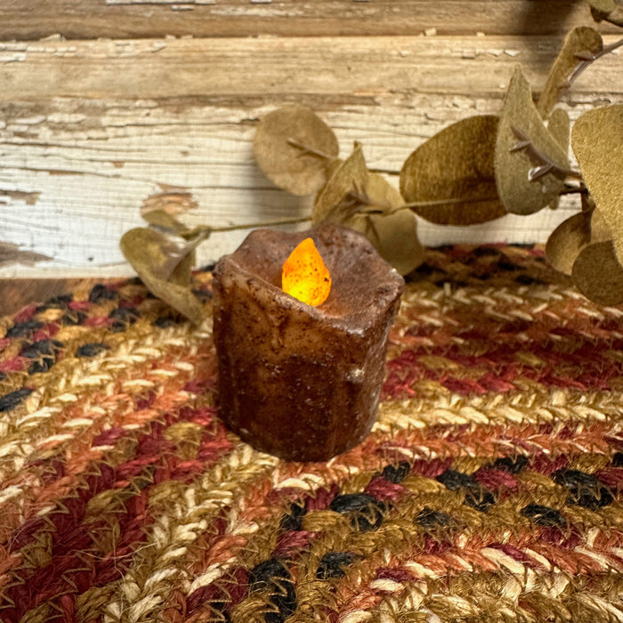 Mini Dripped Battery Timer Votive Candle - Burnt Mustard - Primitive Star Quilt Shop