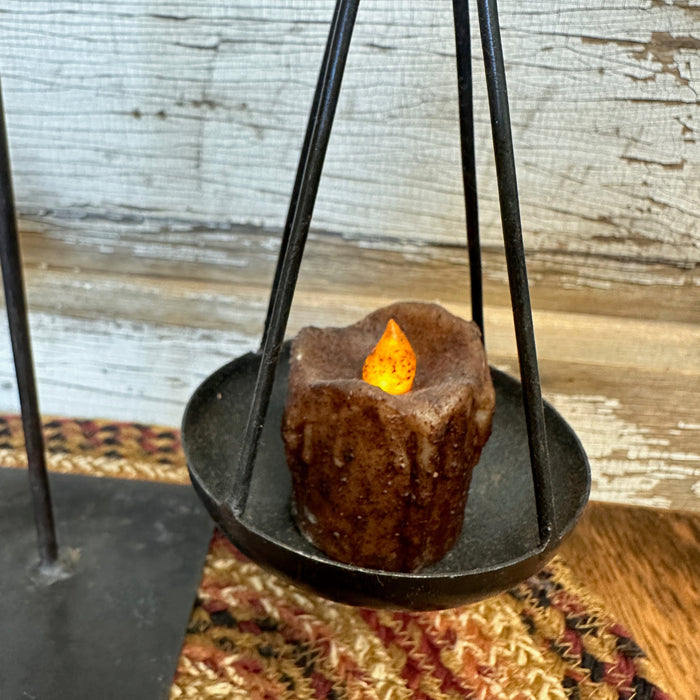 Mini Dripped Battery Timer Votive Candle - Burnt Mustard - Primitive Star Quilt Shop