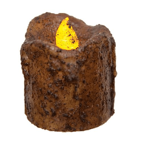 Mini Dripped Battery Timer Votive Candle - Burnt Mustard - Primitive Star Quilt Shop