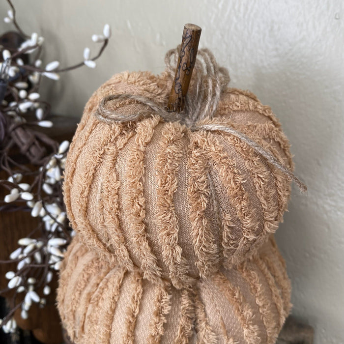Mini Dusty Orange Chenille Pumpkin Stack - Primitive Star Quilt Shop