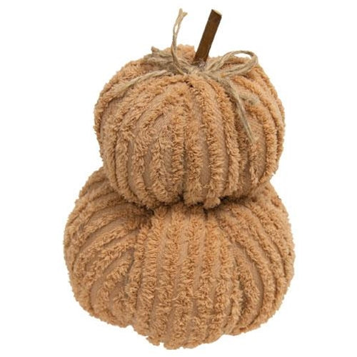 Mini Dusty Orange Chenille Pumpkin Stack - Primitive Star Quilt Shop