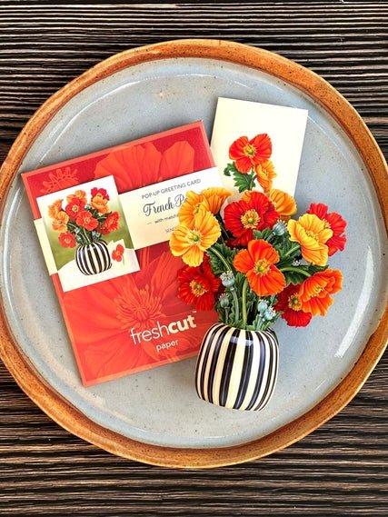 FreshCut Paper LLC Mini French Poppies Pop-Up Greeting Card - Greeting Cards Merchandise