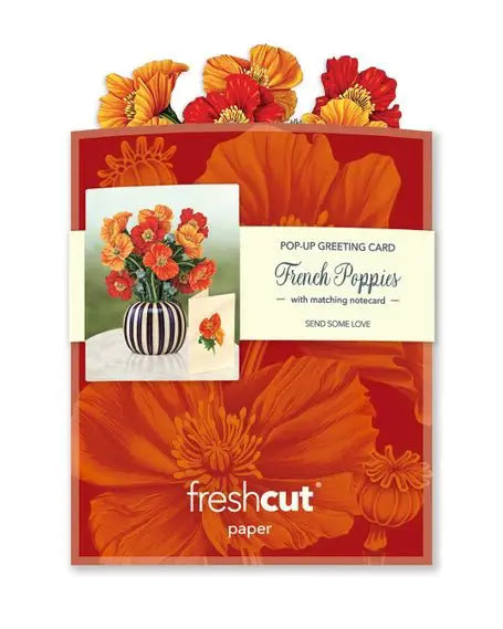 FreshCut Paper LLC Mini French Poppies Pop-Up Greeting Card - Greeting Cards Merchandise