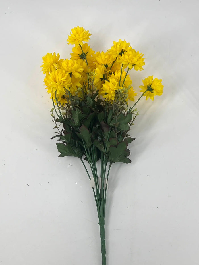 Fortune Mini Pompom Bush Yellow 19” - Silk