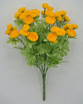 Golden Bell Mini Ranunculus Bush Yellow 16" - Artificial Flowering Plants Silk