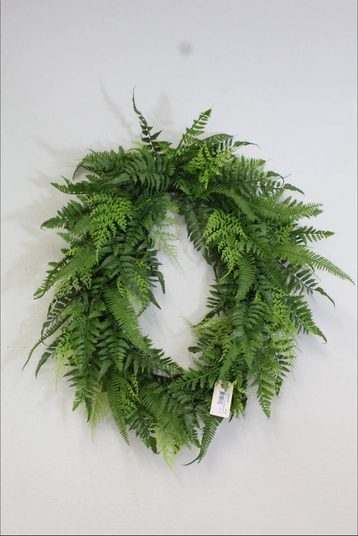Supreme Mixed Fern Oval Wreath 22" x 15" - Wreaths Silk