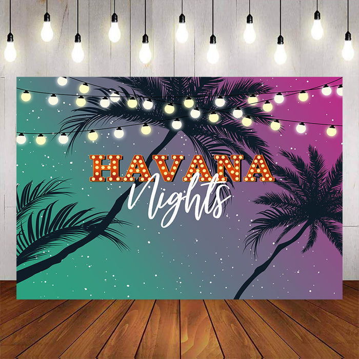 Mocsicka Havana Night Plam Trees Theme Party Backdrop-Mocsicka Party