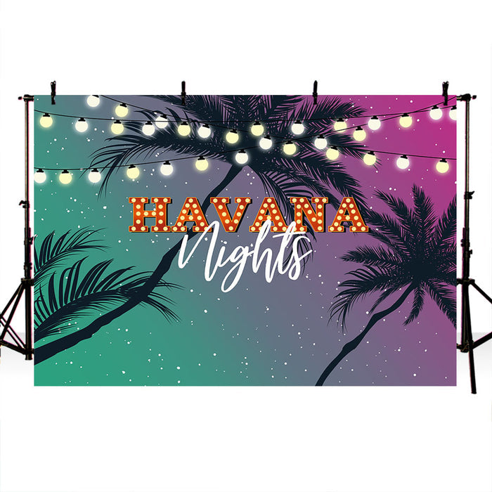 Mocsicka Havana Night Plam Trees Theme Party Backdrop