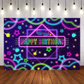 Mocsicka Neon Lights and Stars Happy Birthday Party Backdrop-Mocsicka Party