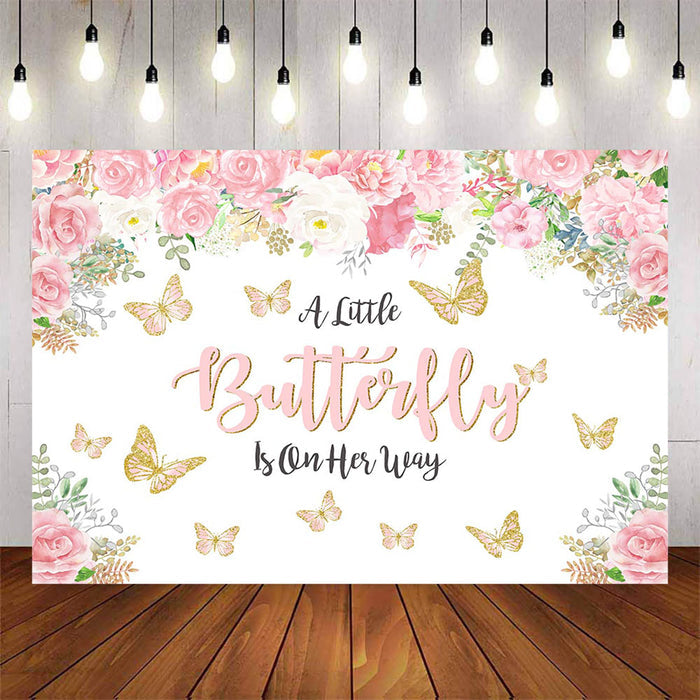 Mocsicka Spring Flowers and Butterfly Baby Shower Backdrops-Mocsicka Party