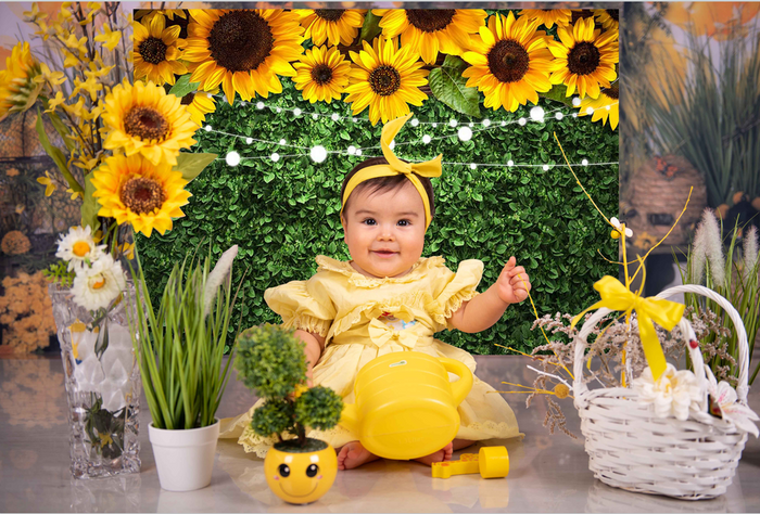 Mocsicka Sunflowers and Green Leaves Party Backgrounds-Mocsicka Party