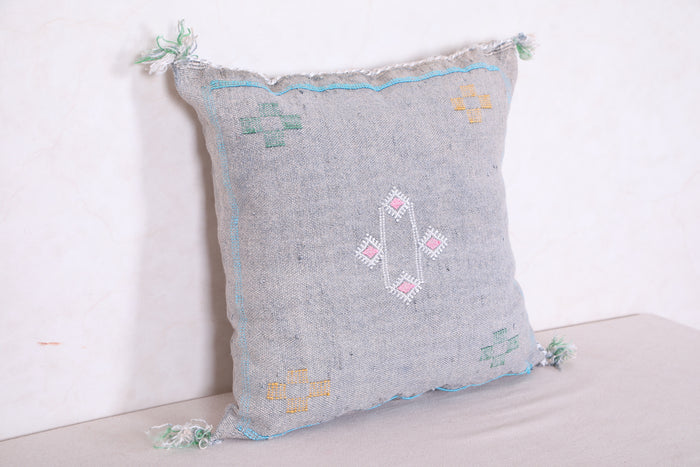 Moroccan pillow gray 18.1 INCHES X 18.5 INCHES - kilim pillow