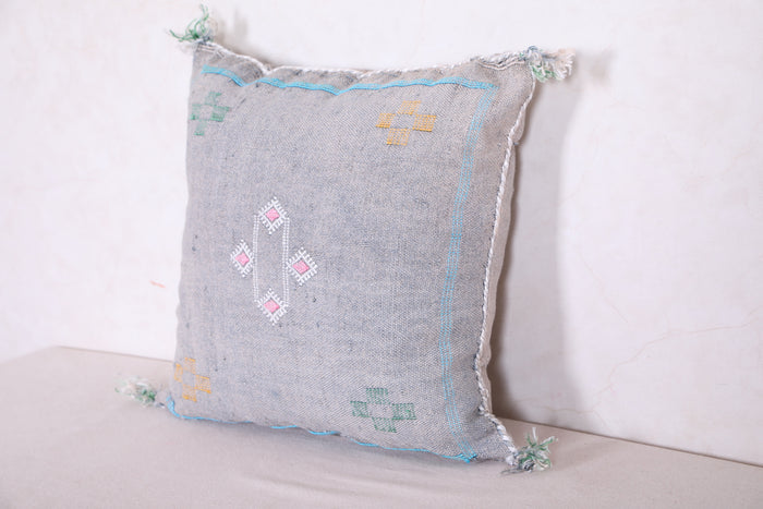 Moroccan pillow gray 18.1 INCHES X 18.5 INCHES - kilim pillow
