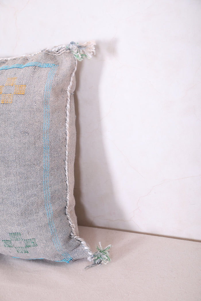 Moroccan pillow gray 18.1 INCHES X 18.5 INCHES - kilim pillow