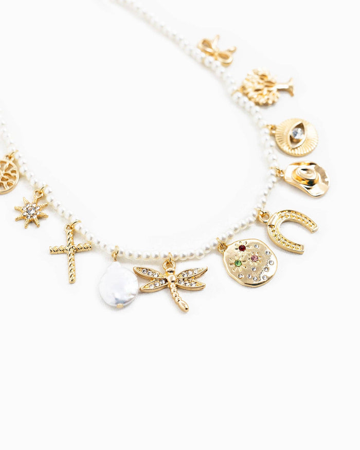 Multi Stone Symbol Charm Necklace