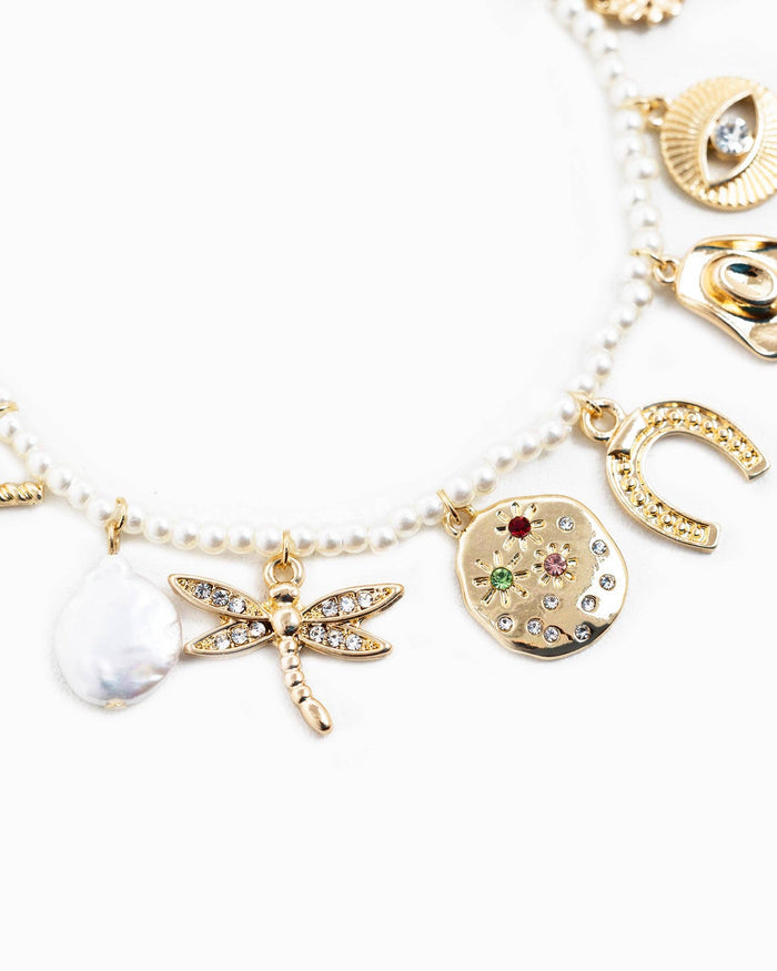 Multi Stone Symbol Charm Necklace