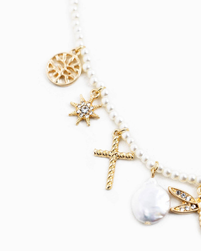 Multi Stone Symbol Charm Necklace