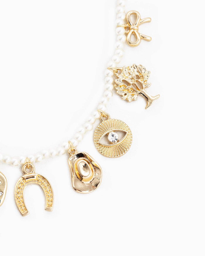 Multi Stone Symbol Charm Necklace