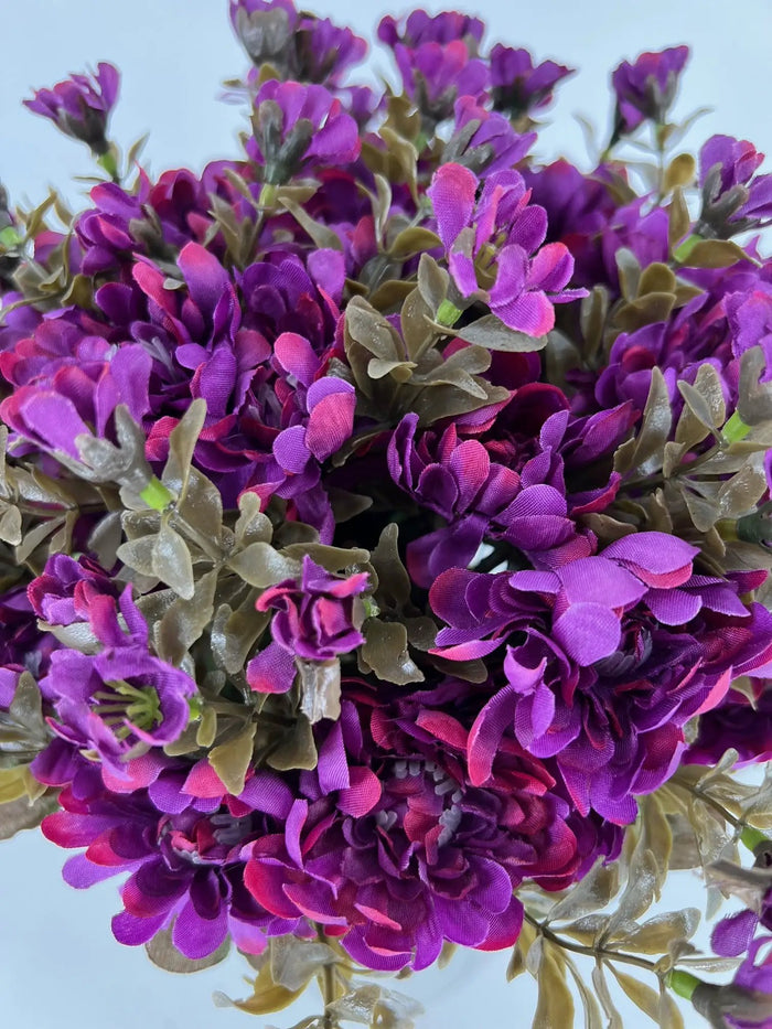 GSC Mum Bush Purple 15.5" - Artificial Flora Hanging Basket & Porch Pots