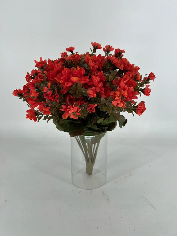 GSC Mum Bush Red/Orange 15.5" - Artificial Flowering Plants Hanging Basket & Porch Pots