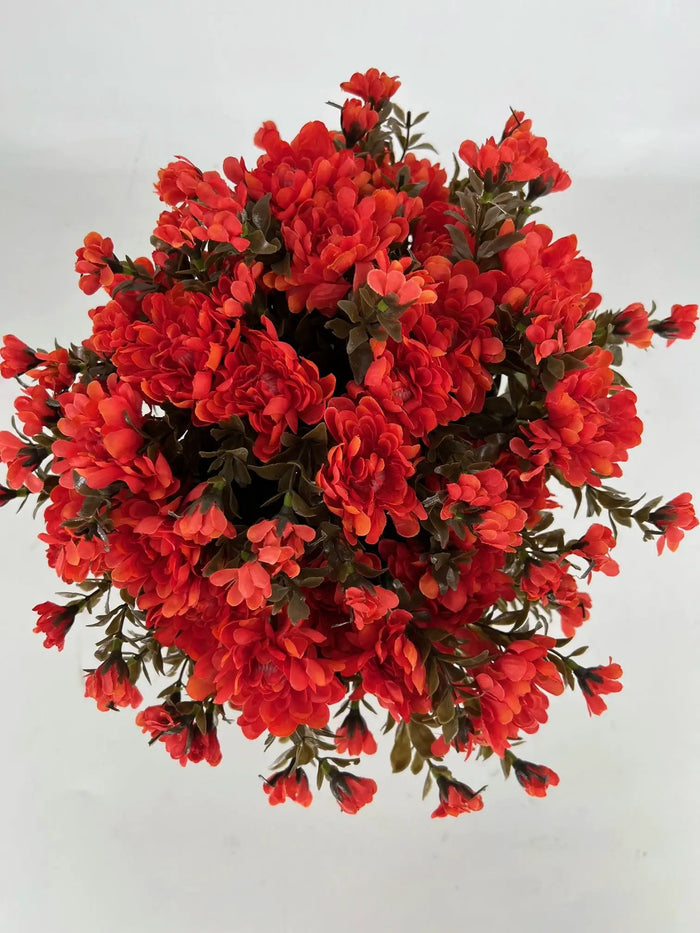 GSC Mum Bush Red/Orange 15.5" - Artificial Flowering Plants Hanging Basket & Porch Pots