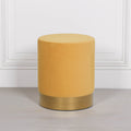 Mustard Yellow Round Stool with Gold Base - Modern Home Interiors