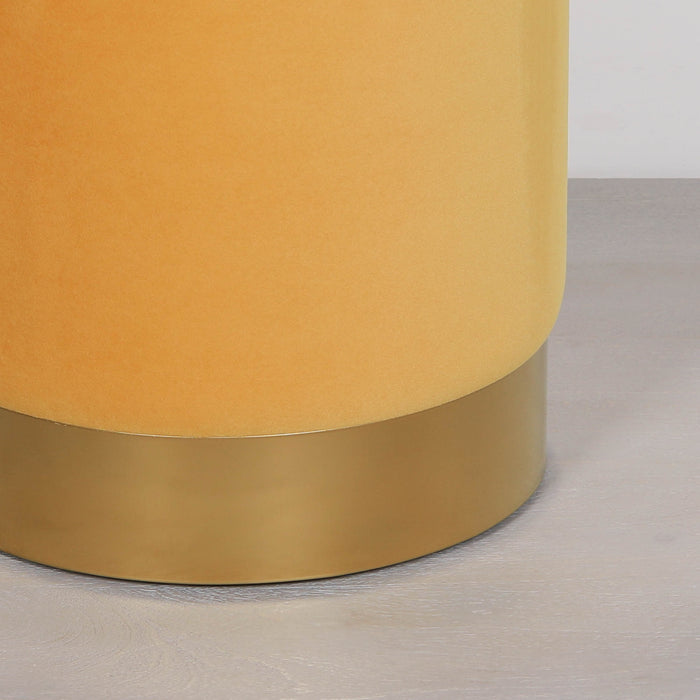 Mustard Yellow Round Stool with Gold Base - Modern Home Interiors