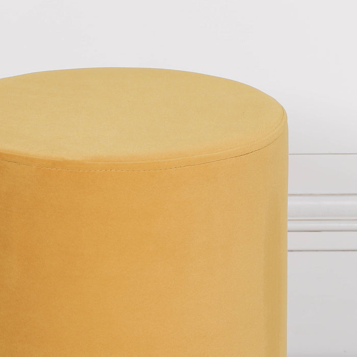 Mustard Yellow Round Stool with Gold Base - Modern Home Interiors