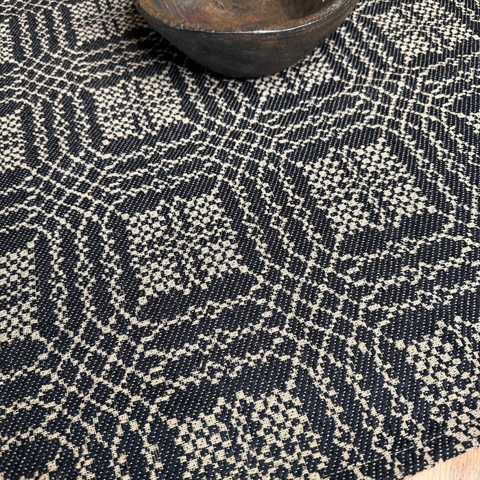 Nantucket Black and Tan Woven Small Table Cloth 34" - Primitive Star Quilt Shop