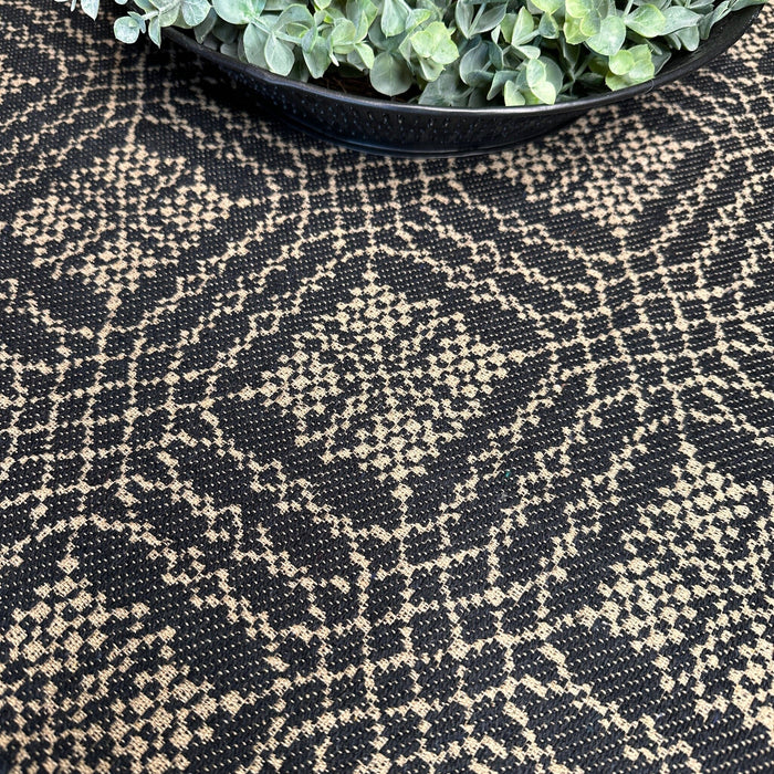 Nantucket Black and Tan Woven Table Cloth 52" - Primitive Star Quilt Shop